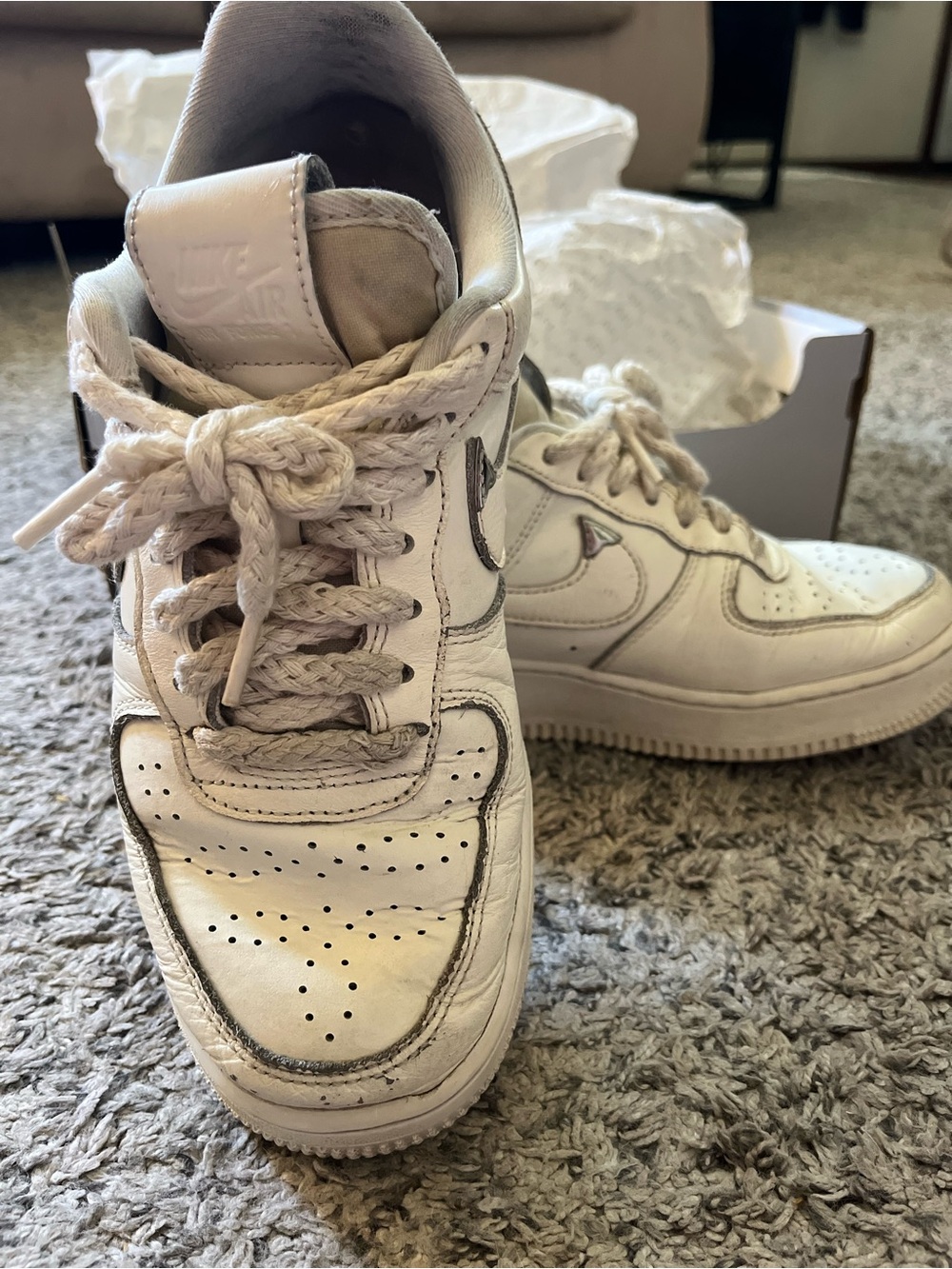 Nike Air Force 1 ‘07 LV8 Sail Metallic Silver Women’s Size 7.5 Used w/ Box
